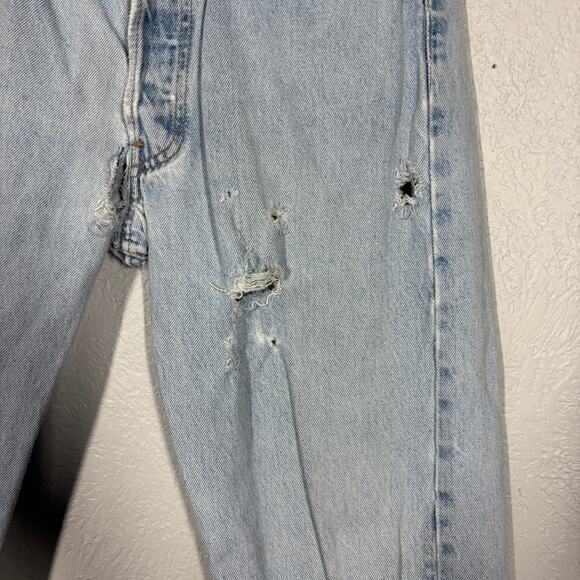 Vintage Levi Strauss 501 Destructed Button Fly Jeans Light Wash - 26 - Picture 5 of 8